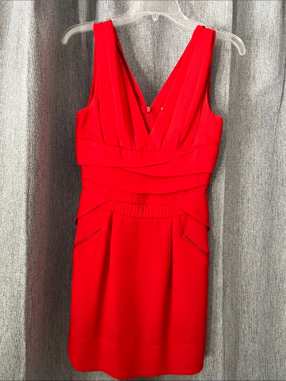 BCBGeneration Hot Red Sleeveless V-Neck Mini Dress